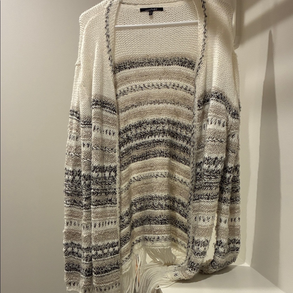 Women's Cream and Gray Cardigan Sweater